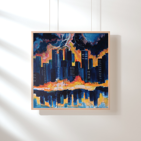 Burning Skies - Mixed Media Painting