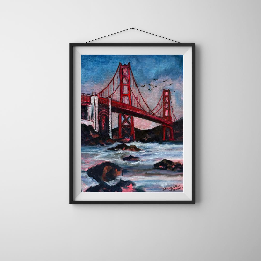 San Francisco - Original Mixed Media Painting - Handpainted Painting - Ocean Seascape Art