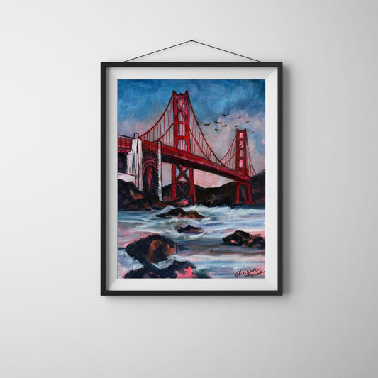 San Francisco - Original Mixed Media Painting - Handpainted Painting - Ocean Seascape Art